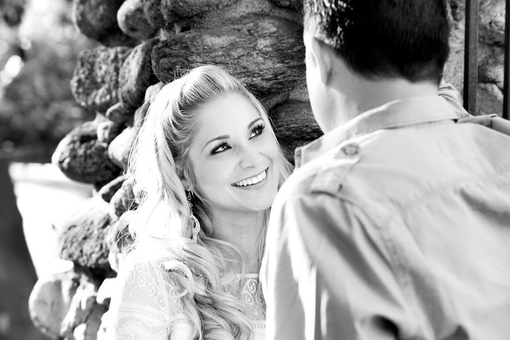 engaged girl looking at her fiance