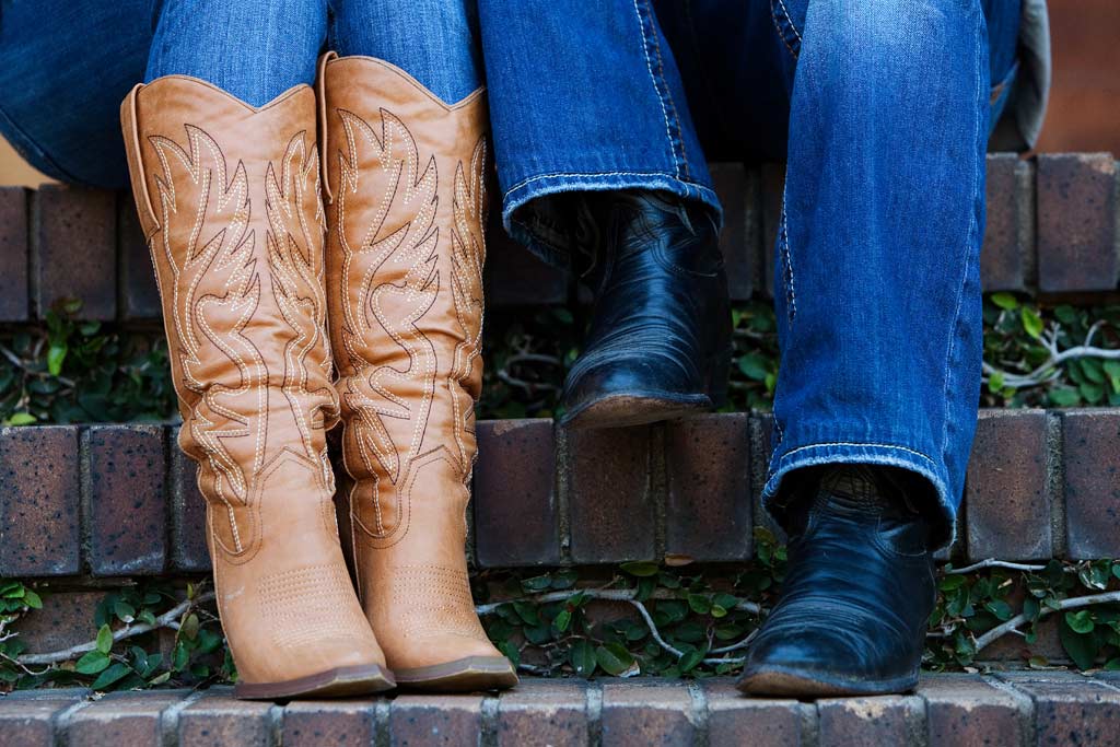 engaged couples couples cowboy boots