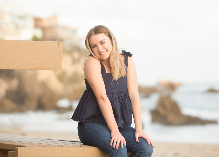 High School senior girl at the beach