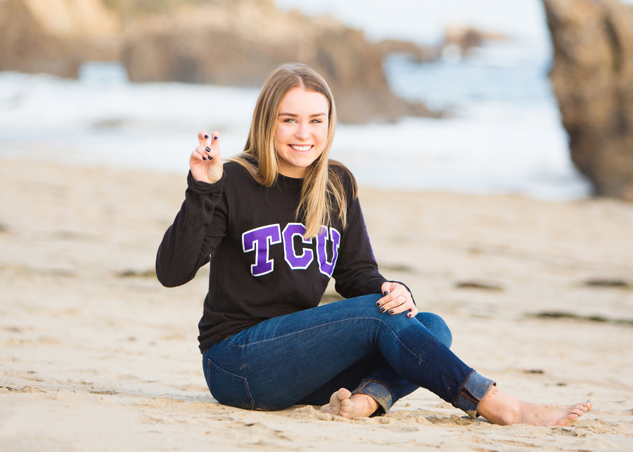 cute high school senior at the beach