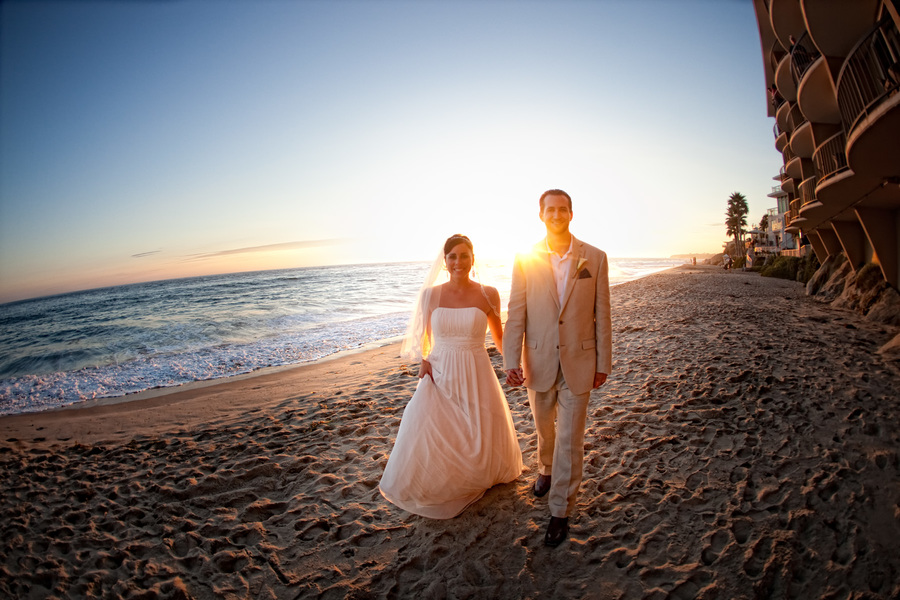 surf and sand wedding couple